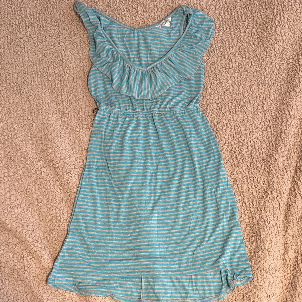 Striped Blue and White Ruffle Dress